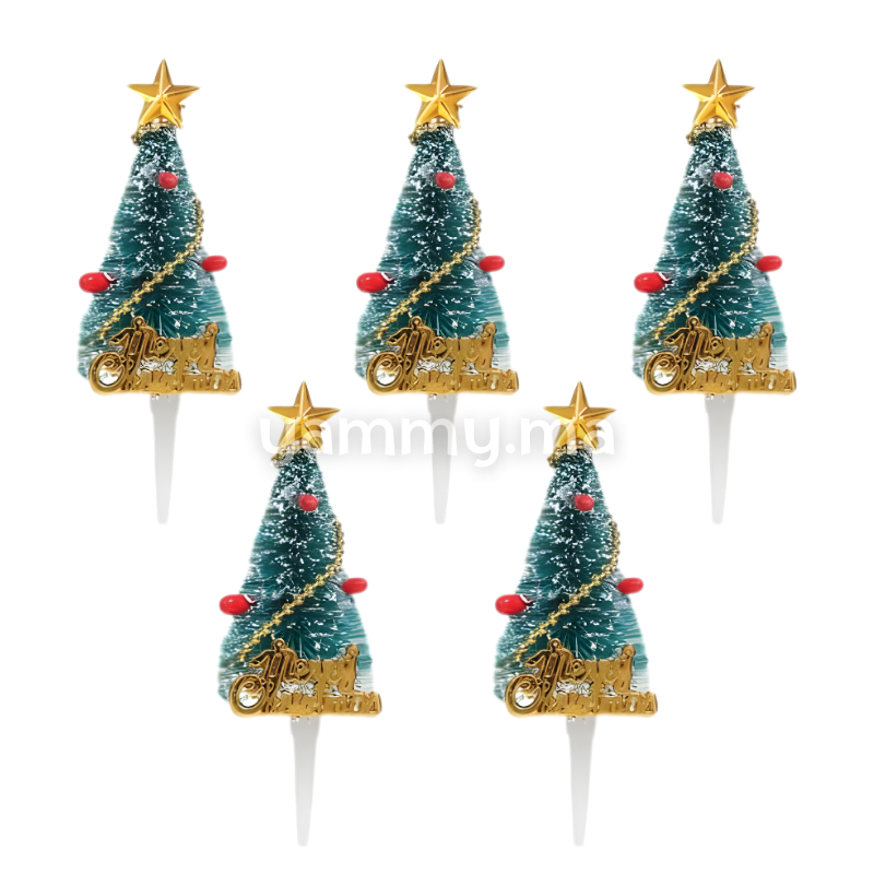 Sapin Merry Christmas H 5 cm pour Décor de Bûche de Noël (x5)