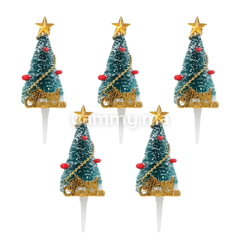Sapin Merry Christmas H 5 cm pour Décor de Bûche de Noël (x5)