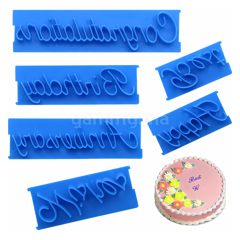 SET. 6 Emporte-pièces Texte "Happy, Birthday, Best, Wishes, et plus"