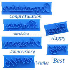 SET. 6 Emporte-pièces Texte "Happy, Birthday, Best, Wishes, et plus"