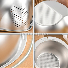 Bol et Passoire de Lavage de Riz et Légumes en Inox Ø 24 cm