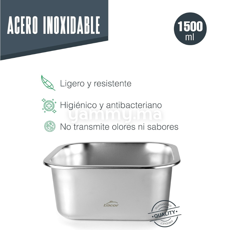 Conteneur Carré en Inox 18/10 "ECOINOX" 1500ml - Lacor