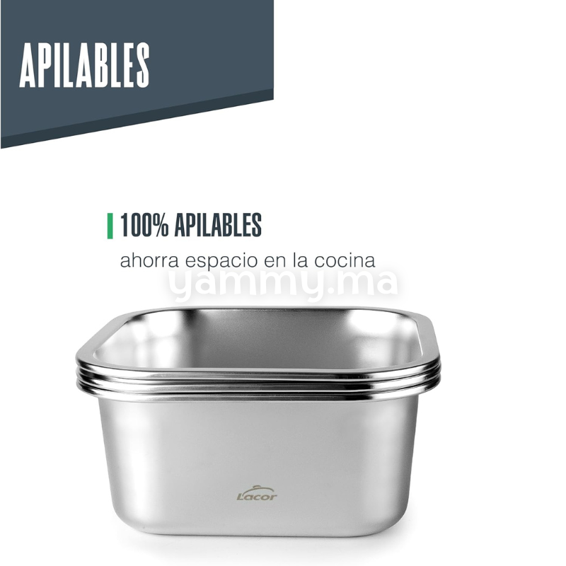 Conteneur Carré en Inox 18/10 "ECOINOX" 1500ml - Lacor