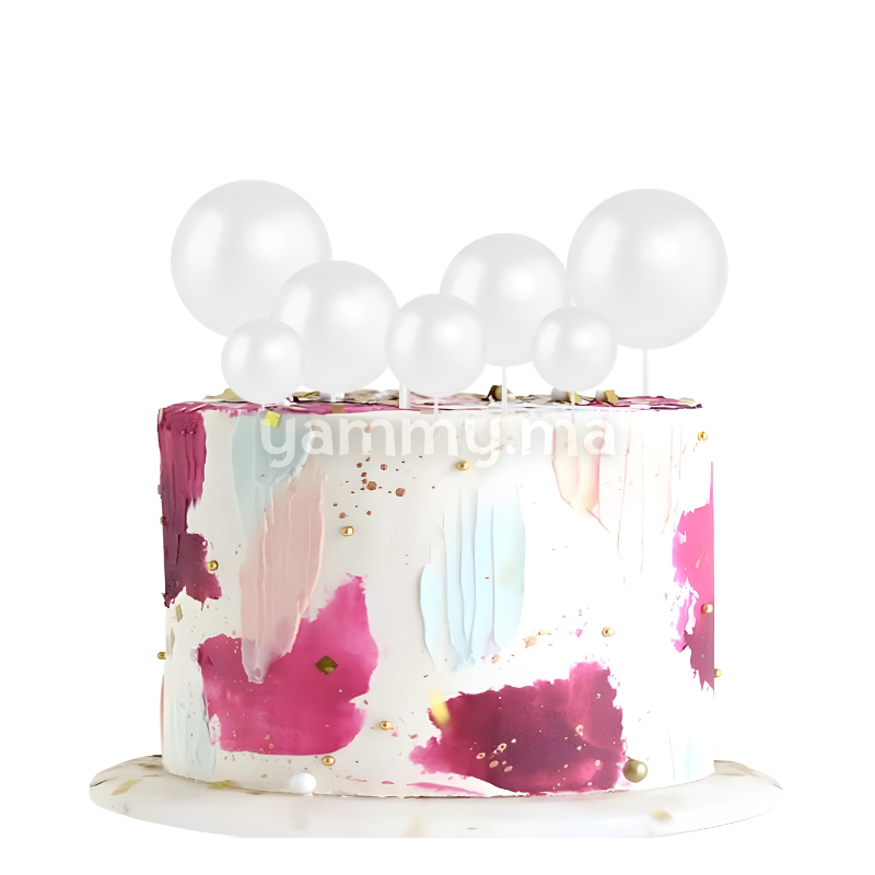 SET. 20 Décorations de Gâteau en Forme de Boules Blanc