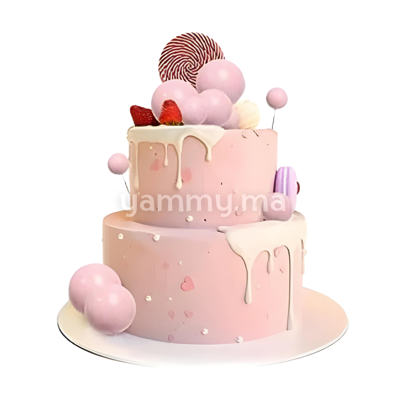 SET. 20 Décorations de Gâteau en Forme de Boules Rose