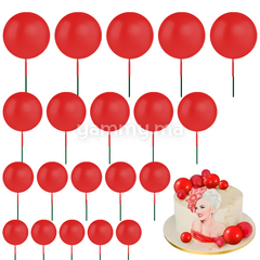 SET. 20 Décorations de Gâteau en Forme de Boules Rouge
