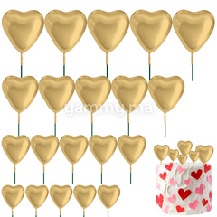 SET. 20 Décorations de Gâteau en Forme de Coeurs Or