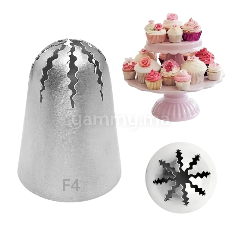 Douille Pâtisserie Inox Fleur Decoré 8 dents Ø 26 mm N° F4