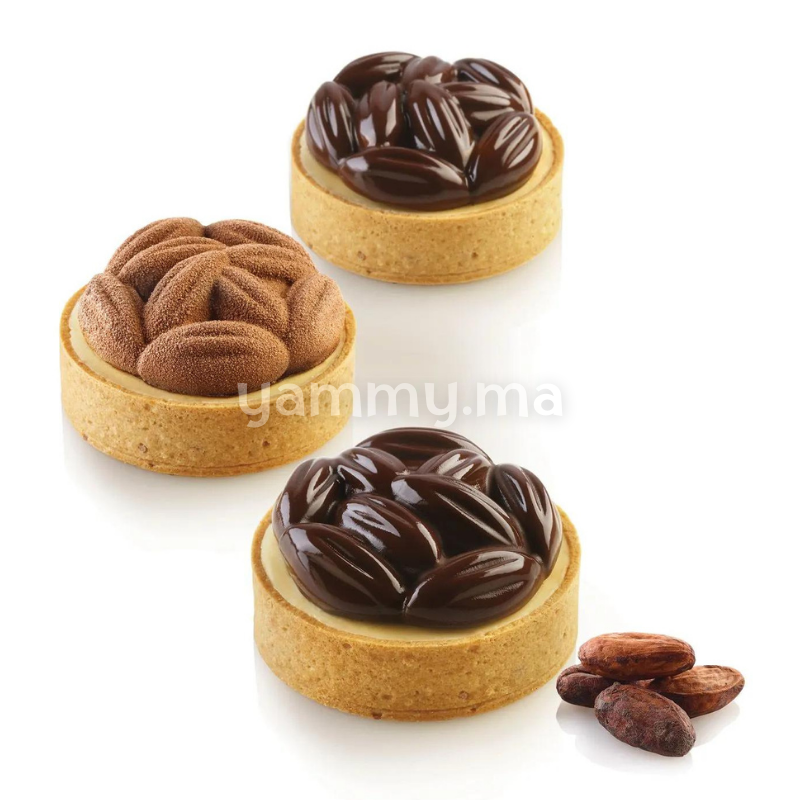 Kit Moule Silicone 8 Tartelettes 70mm Fève de Cacao - Silikomart