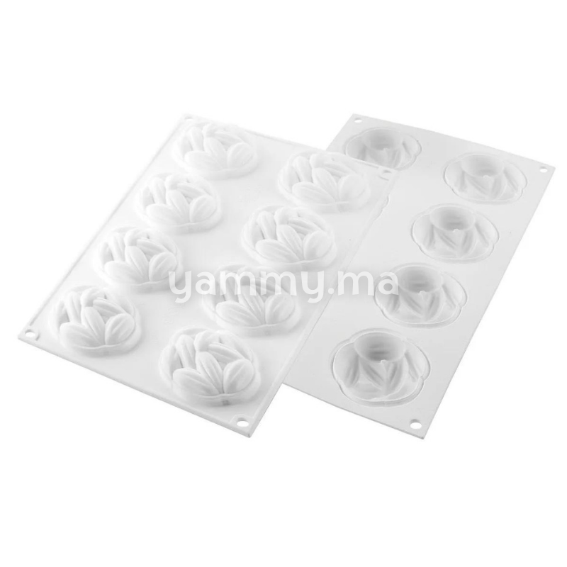 Kit Moule Silicone 8 Tartelettes 70mm Fève de Cacao - Silikomart