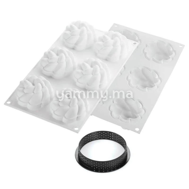 Kit Moule Silicone 6 Tarte 80mm Fleur - Silikomart