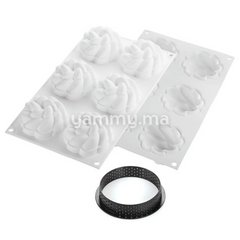 Kit Moule Silicone 6 Tarte 80mm Fleur - Silikomart