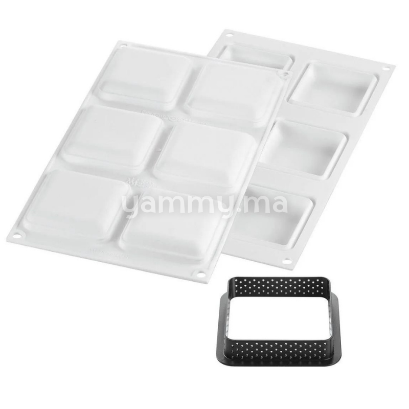 Kit Moule Silicone 6 Tartelettes Carrées 80mm - Silikomart