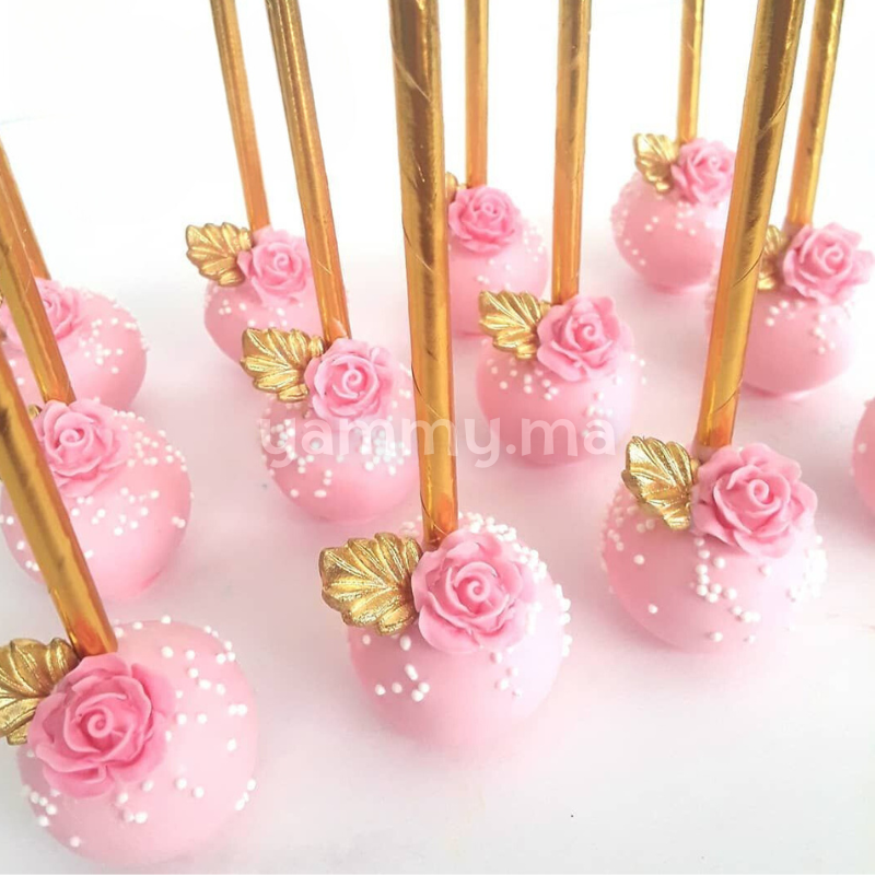 25 Pailles Papier pour Cake Pops Rayées Blanc & Or
