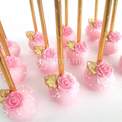 25 Pailles Papier pour Cake Pops Blanc avec Étoiles Or