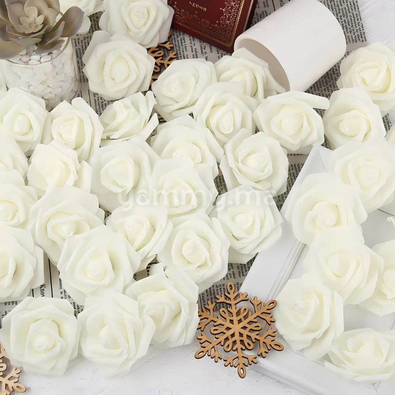 Roses Artificielles Bieges en Mousse