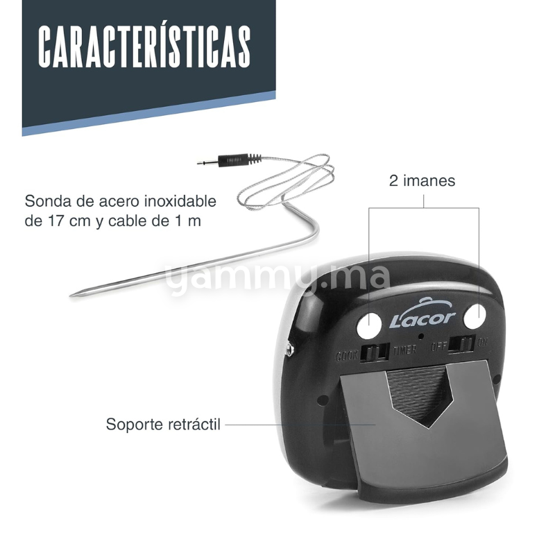 Thermomètre de Cuisine à Viande Digital Tactile avec Fil 1 m - Lacor