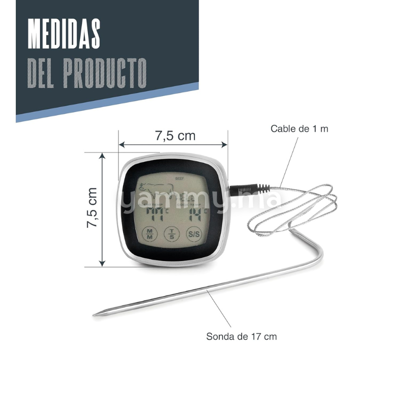Thermomètre de Cuisine à Viande Digital Tactile avec Fil 1 m - Lacor