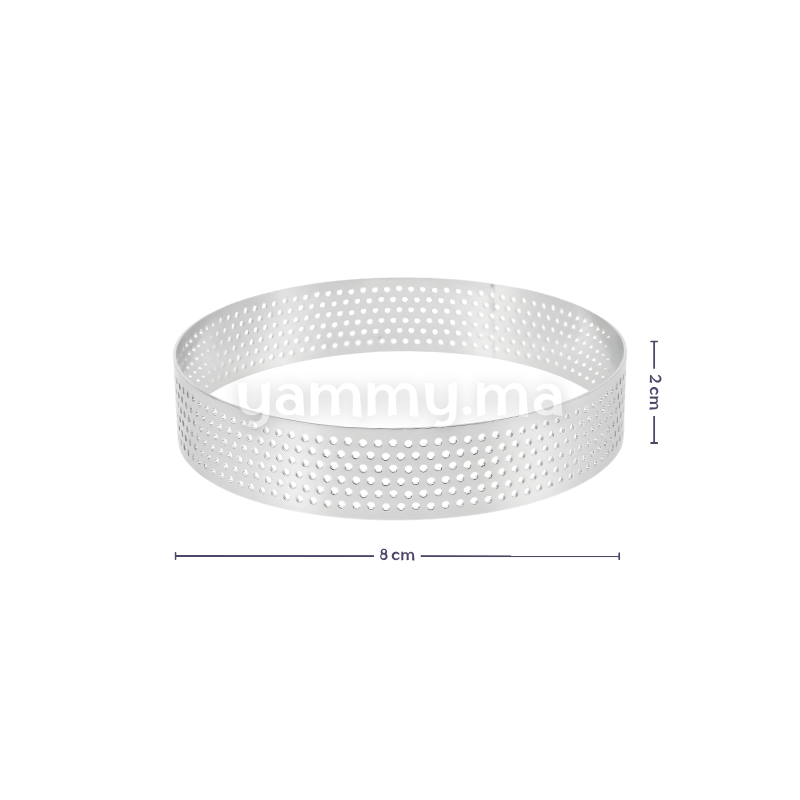 Cercle à Tartelette Perforé en Inox Ø 8 x H 2 cm
