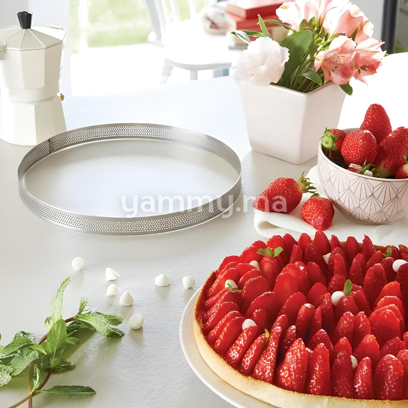 Cercle à Tarte Perforé Inox 20cm x h 2cm