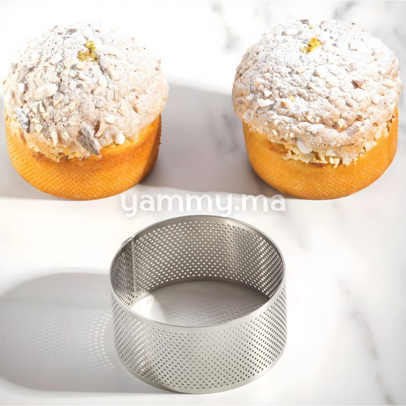 Cercle à Tarte Perforé Inox 8cm x h 3.5cm