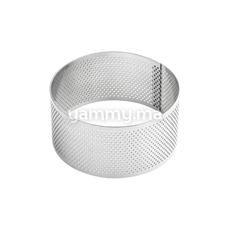 Cercle à Tarte Perforé Inox 8cm x h 3.5cm