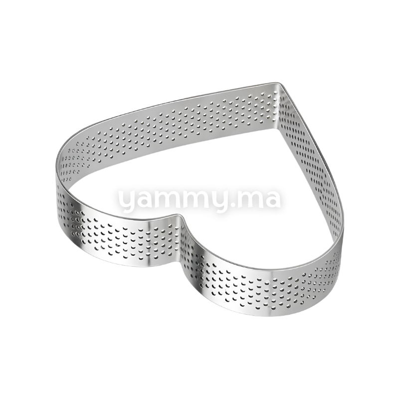 Cercle à Tarte Coeur Perforé Inox 10cm x h 2cm