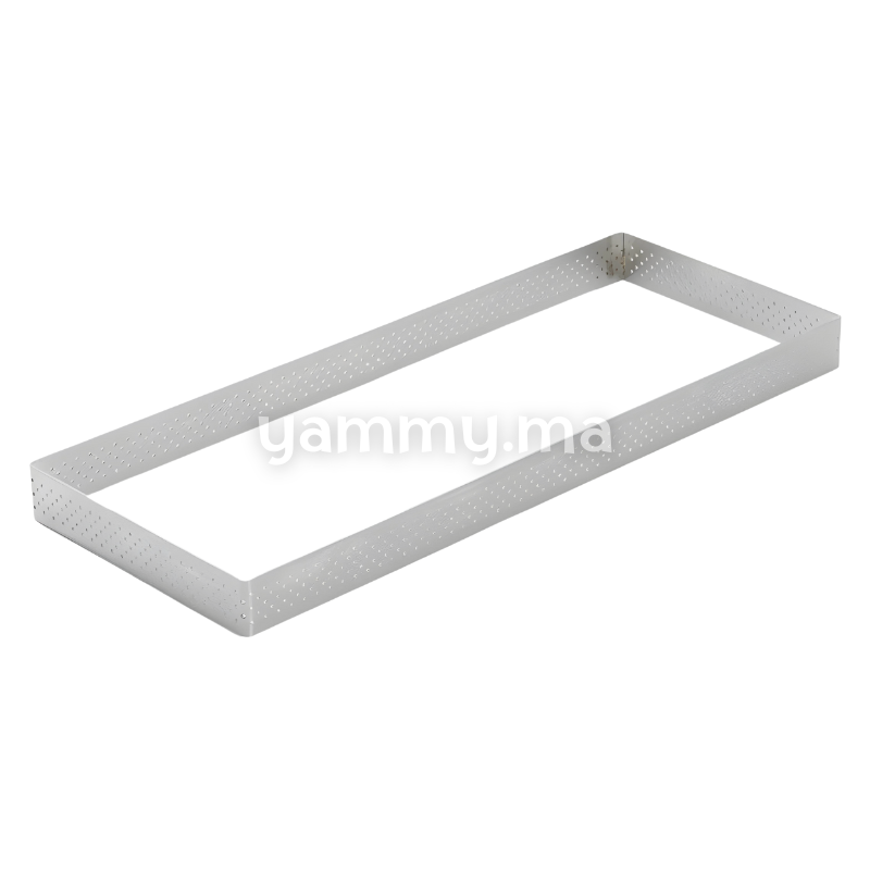 Cercle à Tarte Rectangulaire Perforé Inox 10cm x 29cm x h 2cm