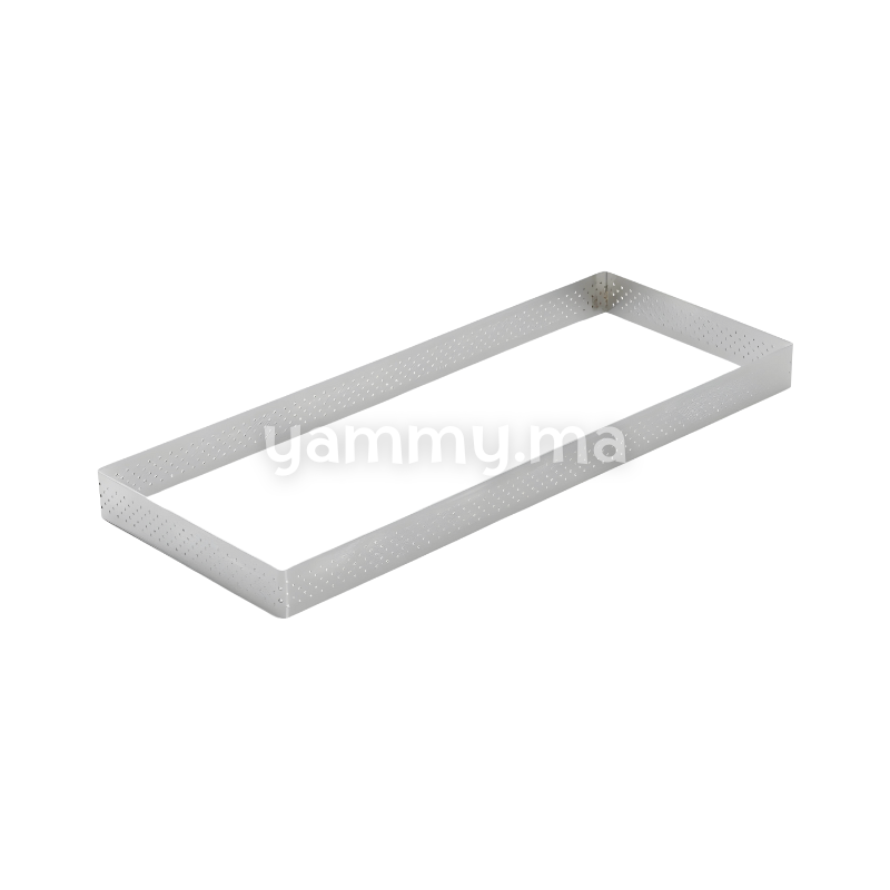 Cercle à Tarte Rectangulaire Perforé Inox 8cm x 19cm x h 2cm