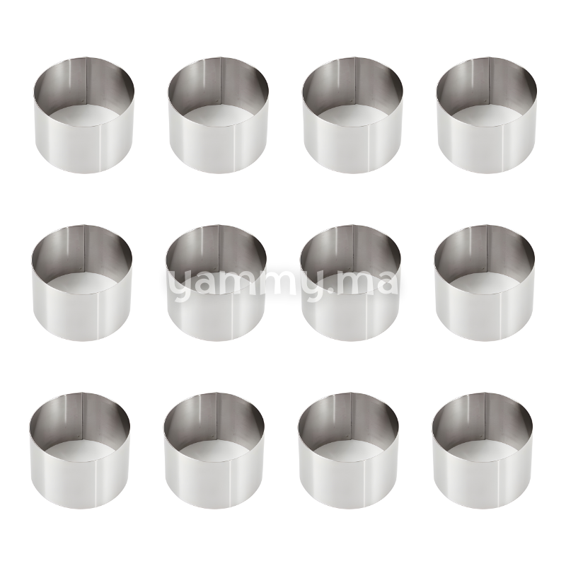 SET. 12 Cercles à Mini Tartelettes en Inox 3.5cm / haut 2cm