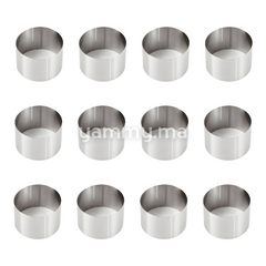 SET. 12 Cercles à Mini Tartelettes en Inox 3.5cm / haut 2cm