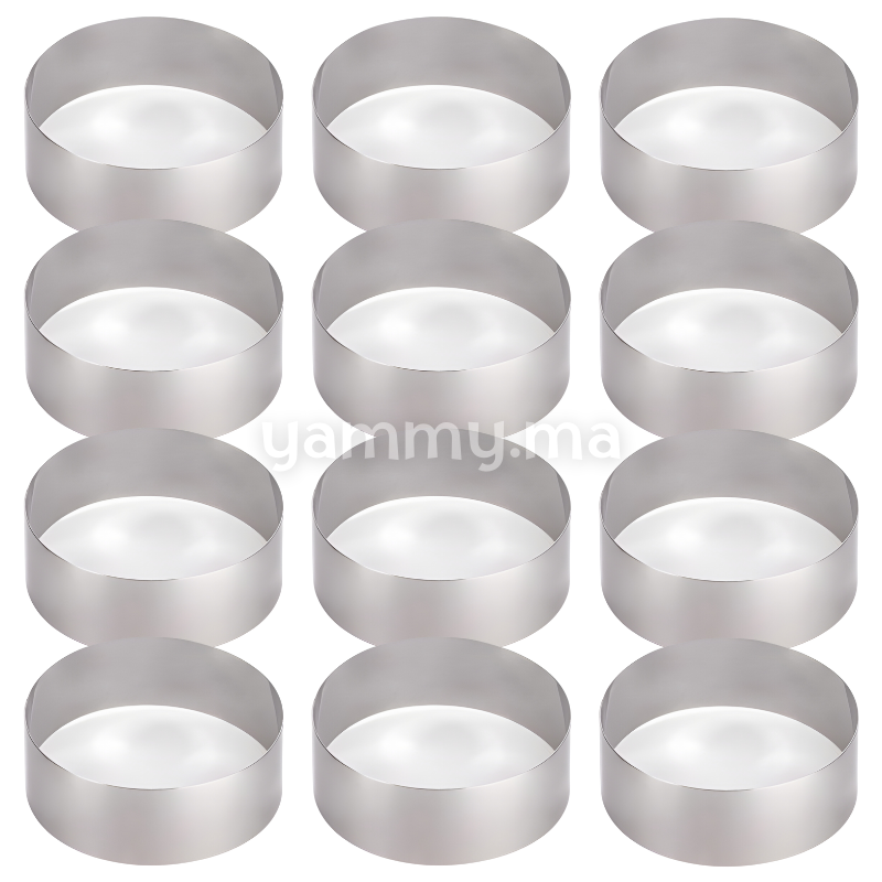 SET. 12 Cercles à Mini Tartelettes en Inox 5cm / haut 2cm