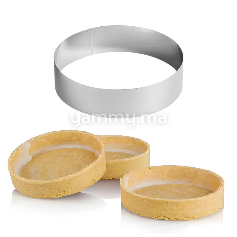 SET. 4 Cercles à Tartelettes en Inox 8cm / haut 2cm