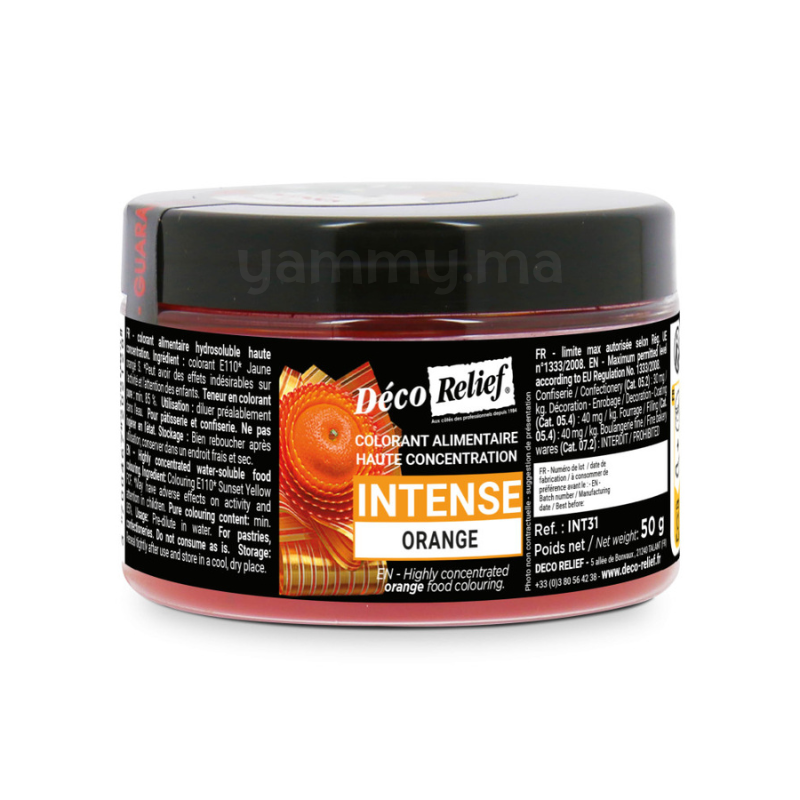 Colorant Hydrosoluble Orange Intense en Poudre 50 gr - Déco Relief