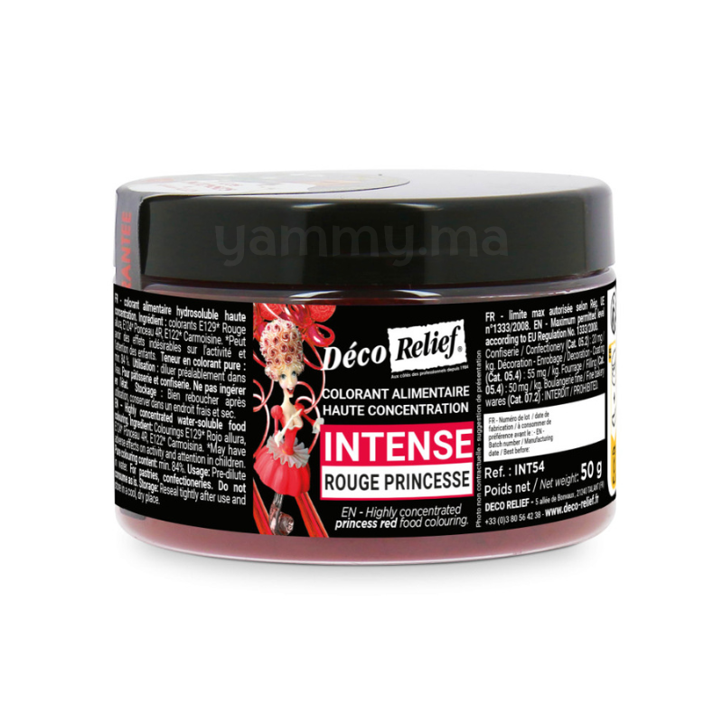 Colorant Hydrosoluble Rouge Princesse Intense en Poudre 50 gr - Déco Relief INT54