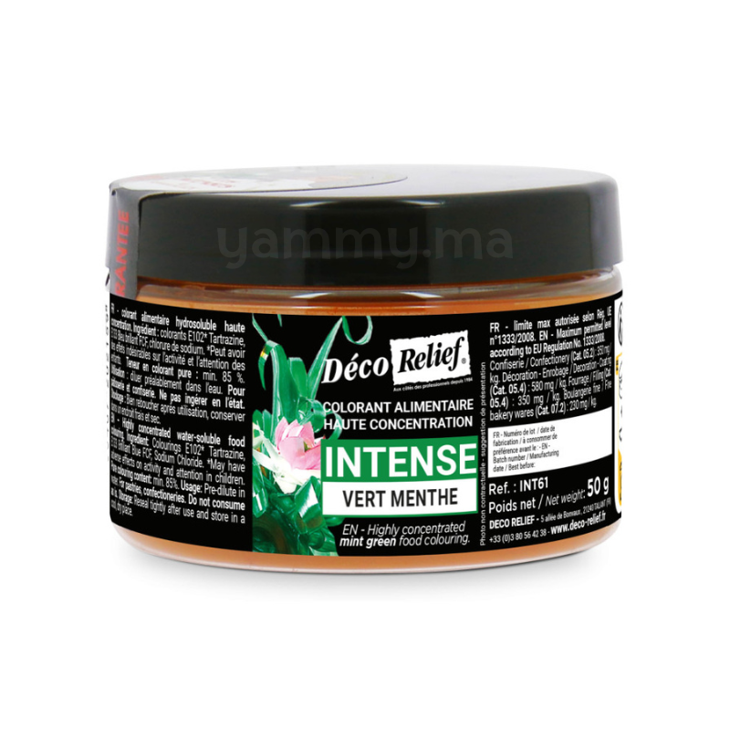 Colorant Hydrosoluble Vert Menthe Intense en Poudre 50 gr - Déco Relief