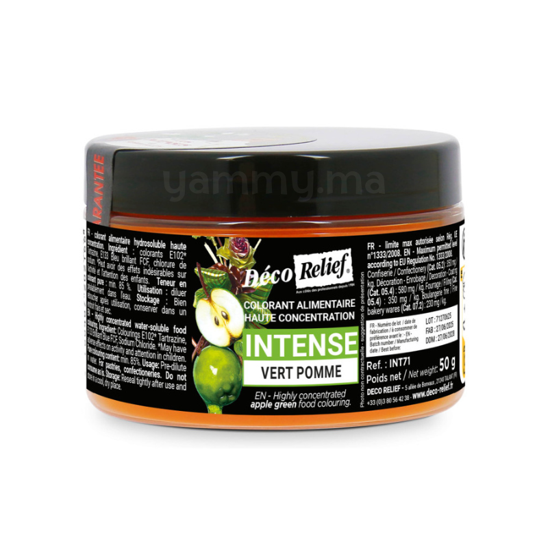 Colorant Hydrosoluble Vert Pomme Intense en Poudre 50 gr - Déco Relief INT71