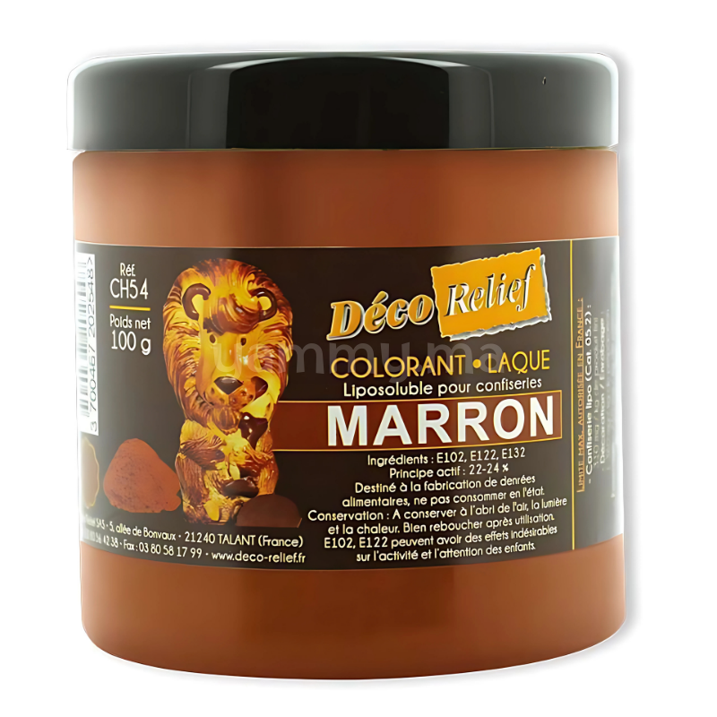 Colorant Alimentaire Liposoluble Laque Marron 100gr - Déco Relief