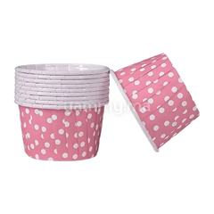 SET. 25 Caissettes Cupcake Muffins en Papier Rose Clair à Pois Blancs