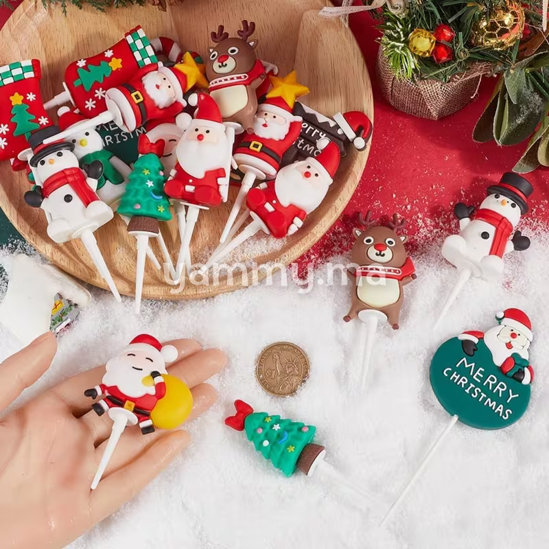 Cadeau de Père Noël 5.6 cm pour Décor de Bûche de Noël (x5)