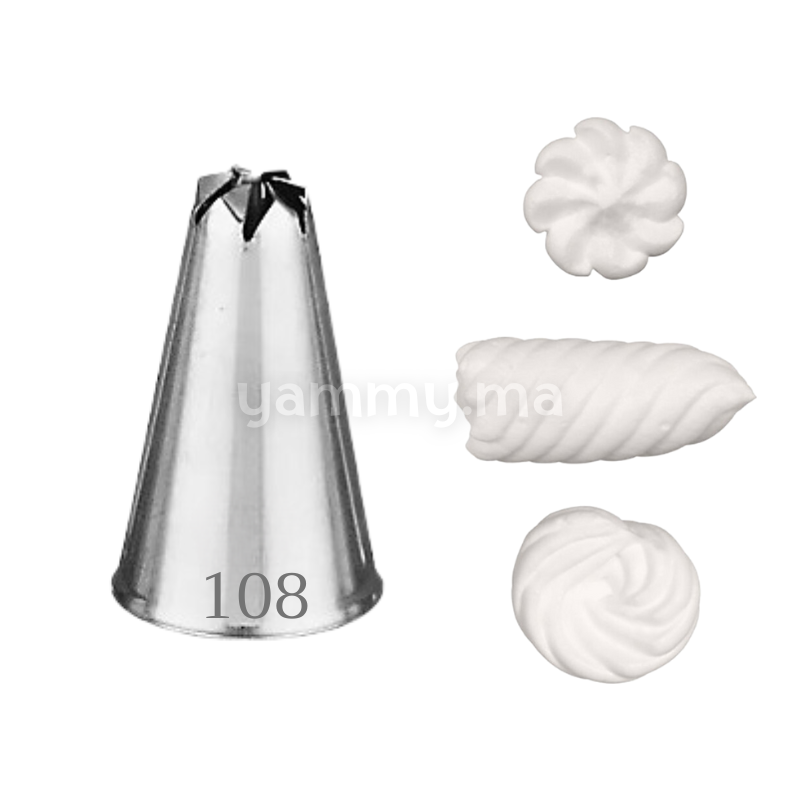 Douille Pâtisserie Inox Fleur 6 dents N° 108