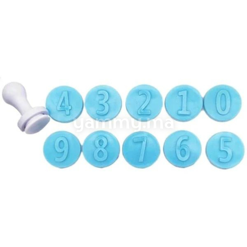 SET. 10 Tampons Embosseurs Chiffres