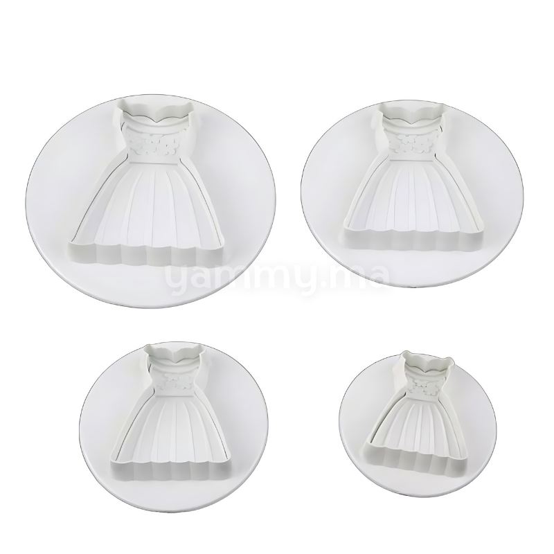 SET. 4 Emporte-pièces avec Poussoir Robes