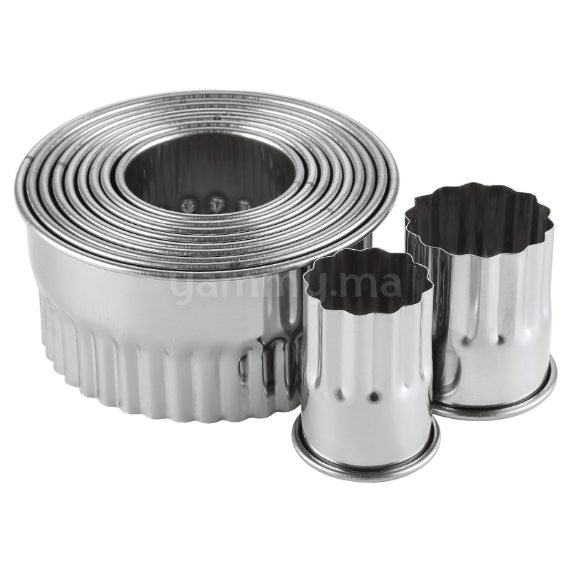 SET. 12 Emporte-pièces Ronds en Inox Hauteur 5 cm