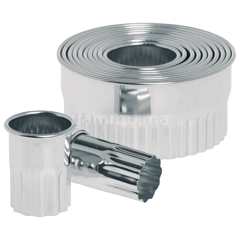 SET. 12 Emporte-pièces Ronds en Inox Hauteur 5 cm