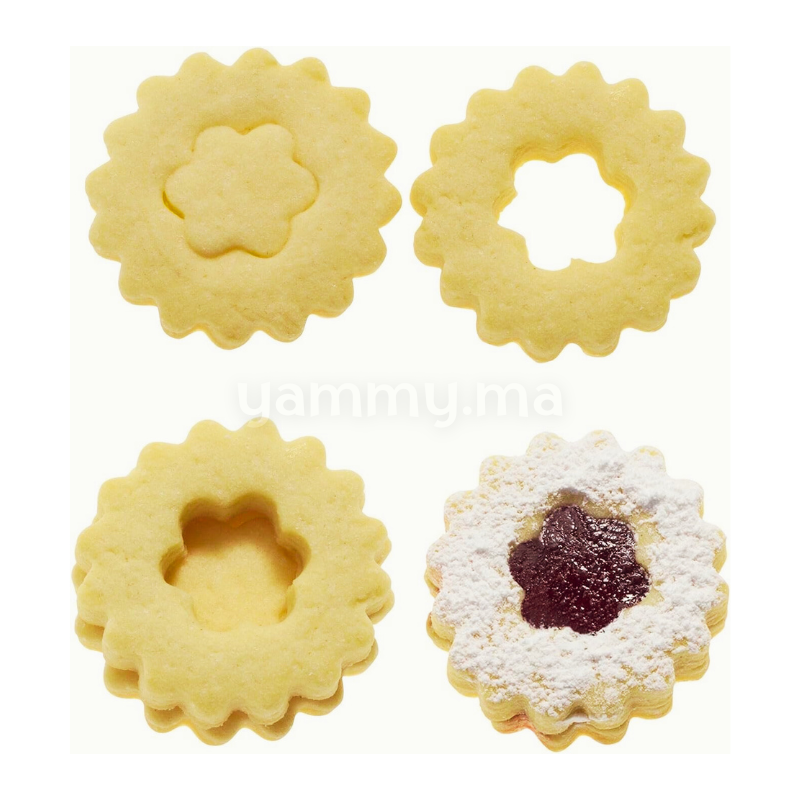 Emporte-pièce avec Poussoir Rond Fleur en Inox Ø 4,8 cm