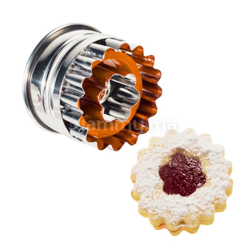 Emporte-pièce avec Poussoir Rond Fleur en Inox Ø 4,8 cm