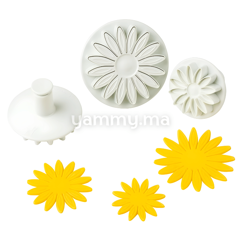 SET. 3 Emporte-pièces avec Poussoir Fleur