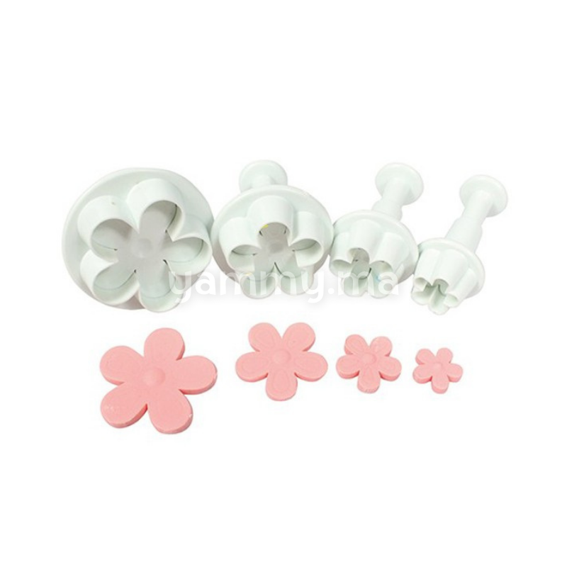 SET. 4 Emporte-pieces avec Poussoir Fleur