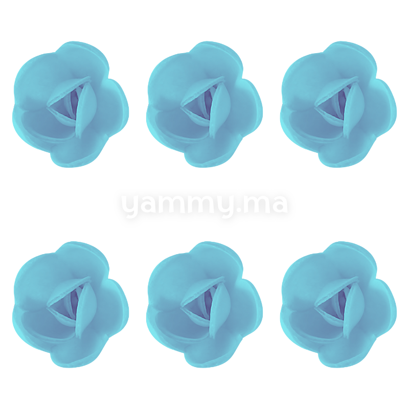 Fleurs de Rose Bleue x6 et Feuilles Vertes x12 en Azyme - Florensuc